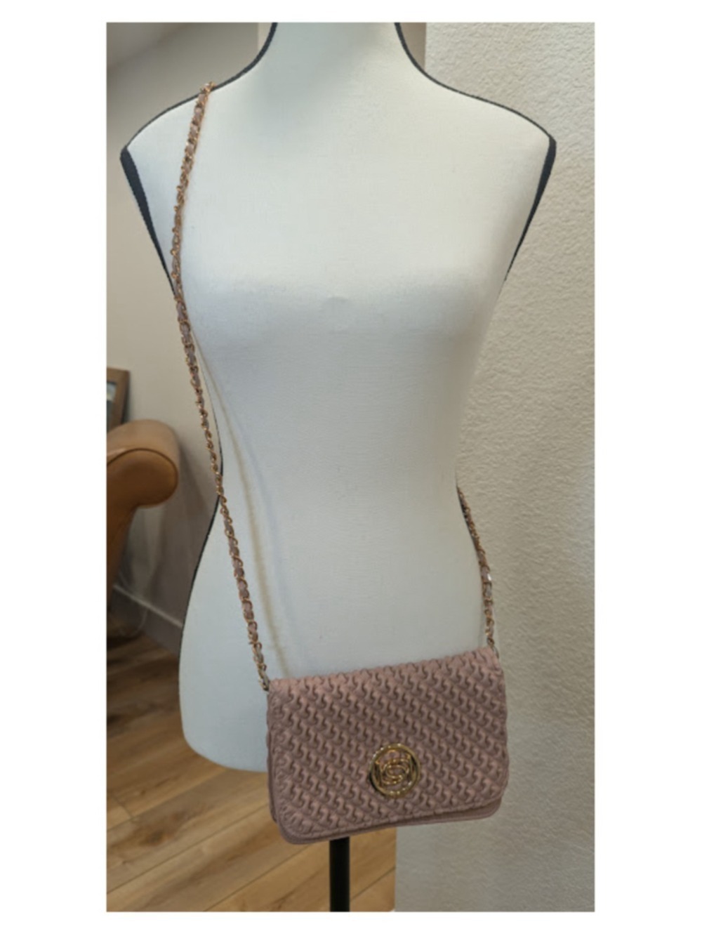 Bebe Crossbody Bag Pink Quilted Gold Chain Evening Y2K